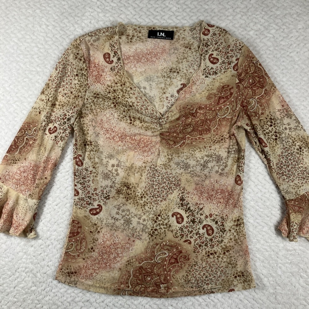 Vintage‎ I.N. San Francisco Y2K Babydoll Sheer Blouse Shirt Western Fairy